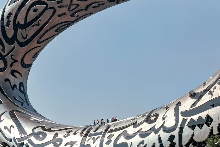 Explore the modern, calligraphy-adorned architecture of Dubai's Museum of the Future.